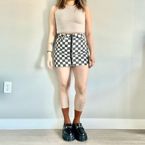 Check Black and White mini skirt